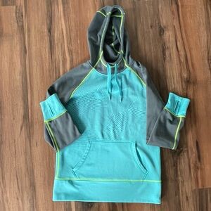 Nike Gray and Teal Hoodie with Lime Accents